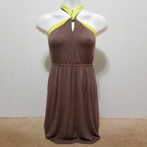 One Clothing top Small sleeveless tie halter neck tunic slub knit stretch
